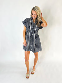 Zoe Embroidered Button Down Shirt Dress