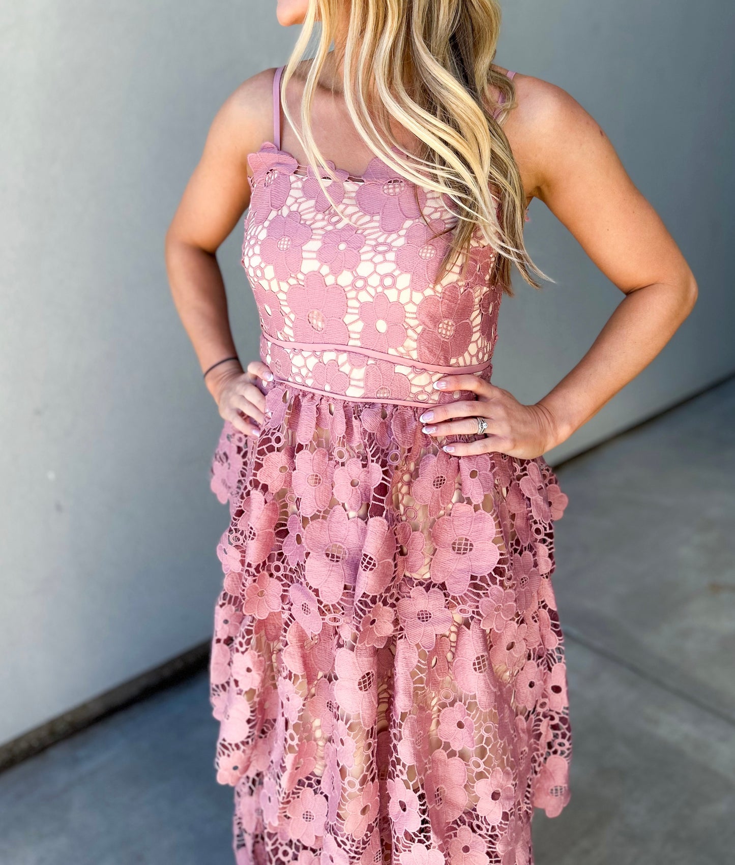 Lindsey Three Layer Flower Lace Dress