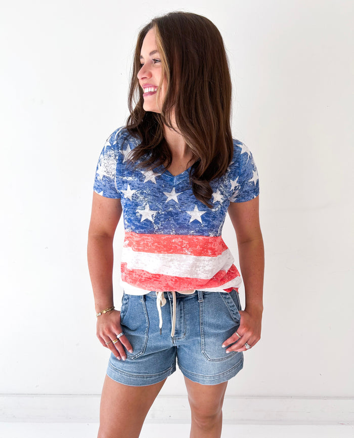 American Flag Burnout Tee