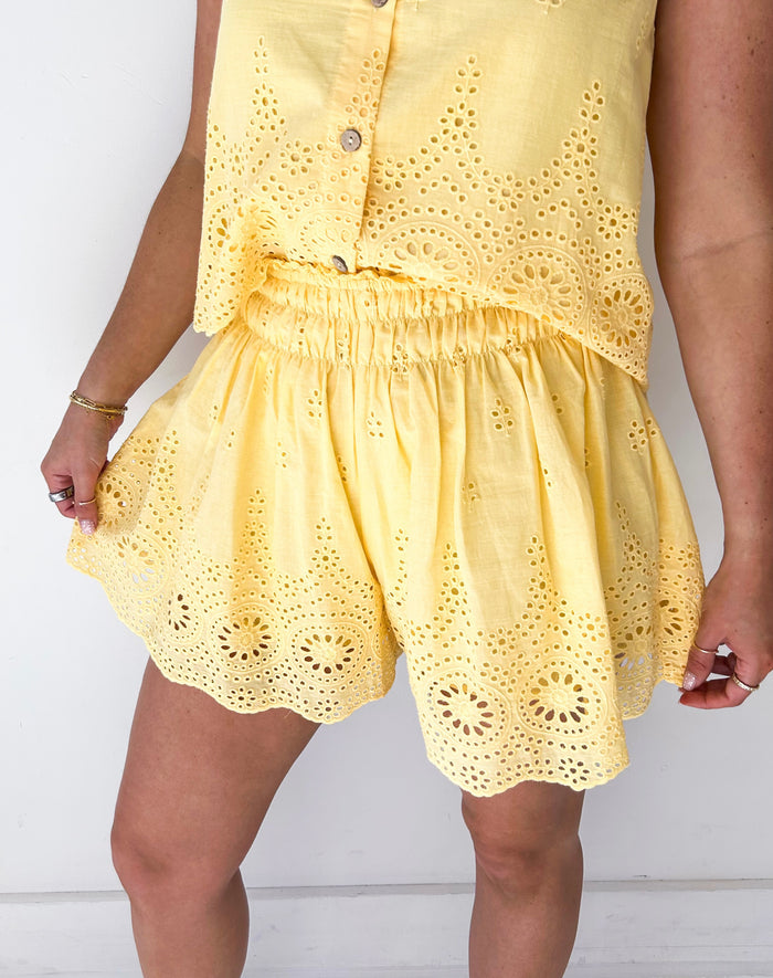 Lemon Eyelet Shorts