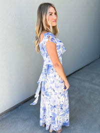 Kayli Back Drape Floral Print Maxi Dress