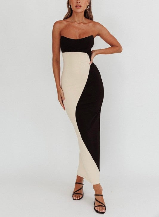 Yin Yang Strapless Bodycon Dress