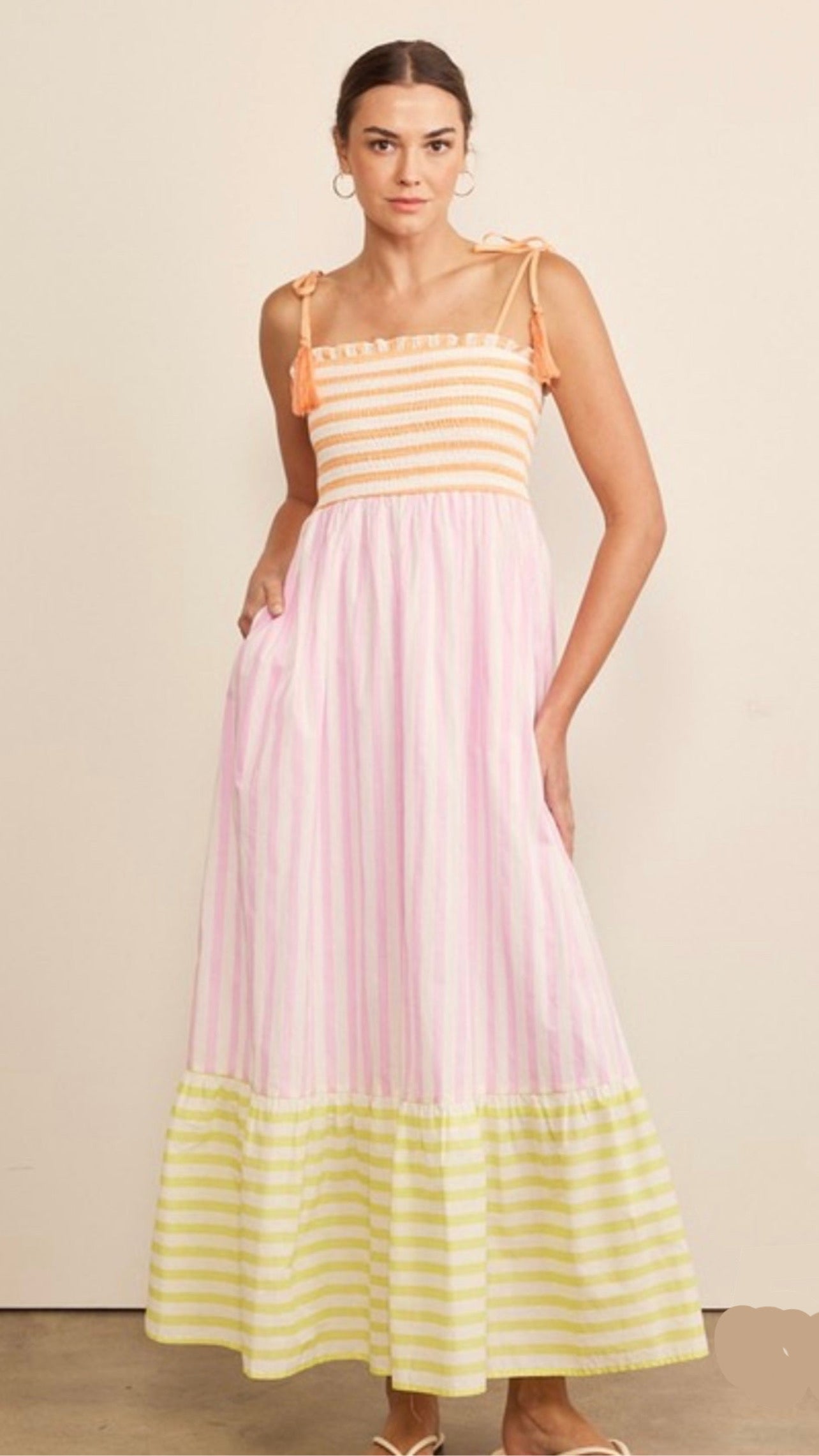 Sherbet Colored Stripe Maxi Dress