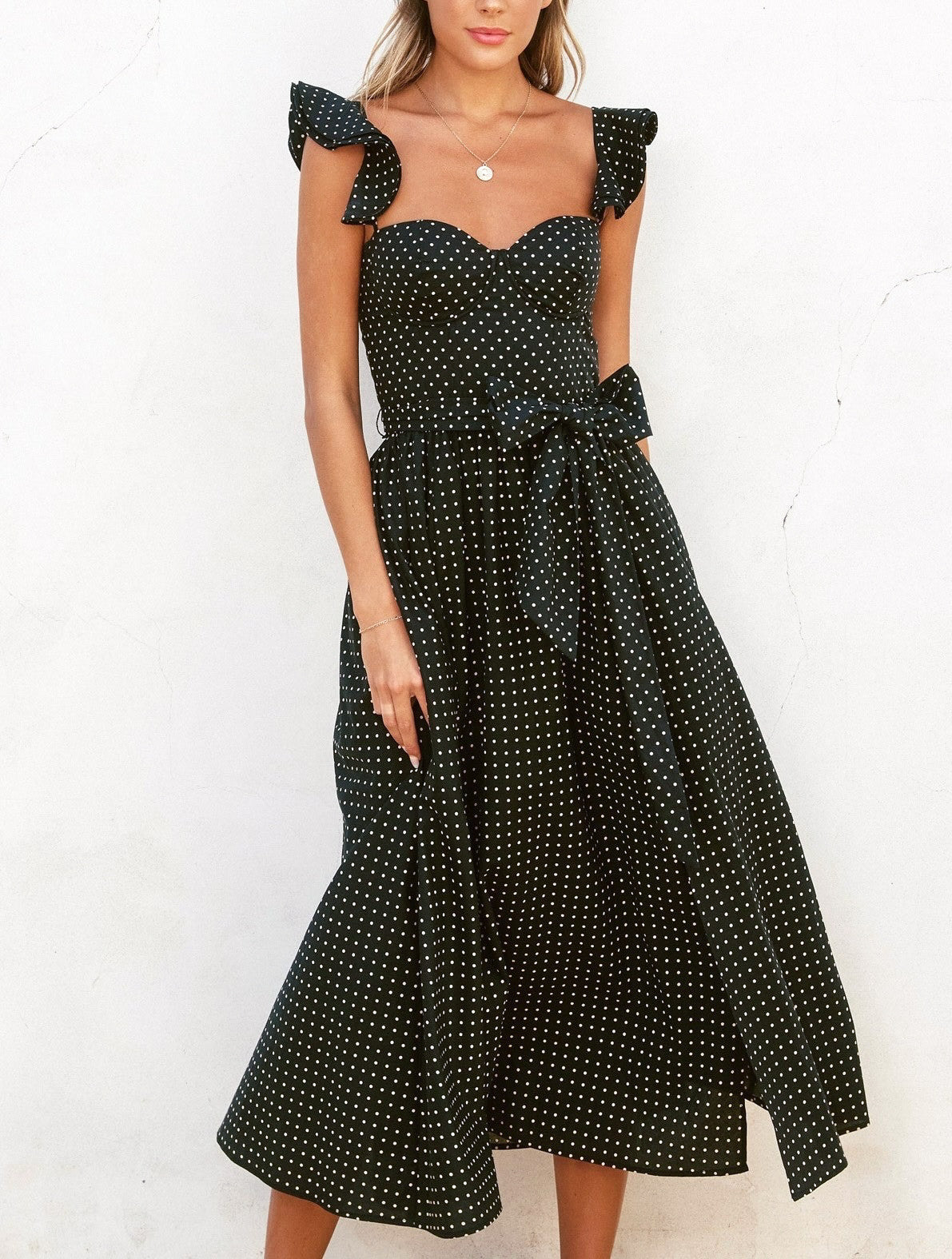 Look Again Polka Dot Midi Dress