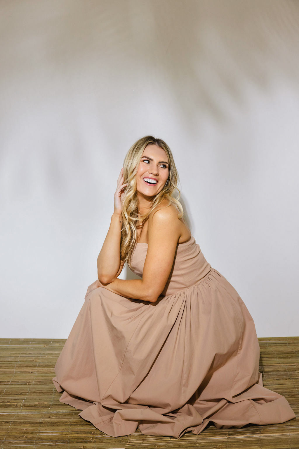 Angie Strapless Contrasting Fabric Midi Dress Angie Strapless Contrasting Fabric Midi Dress