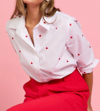 Sweetie Heart Embroidered Button Down Top