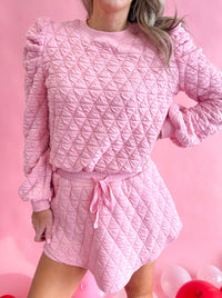 Esther Quilted Puff Sleeve Sweater and Skort Set