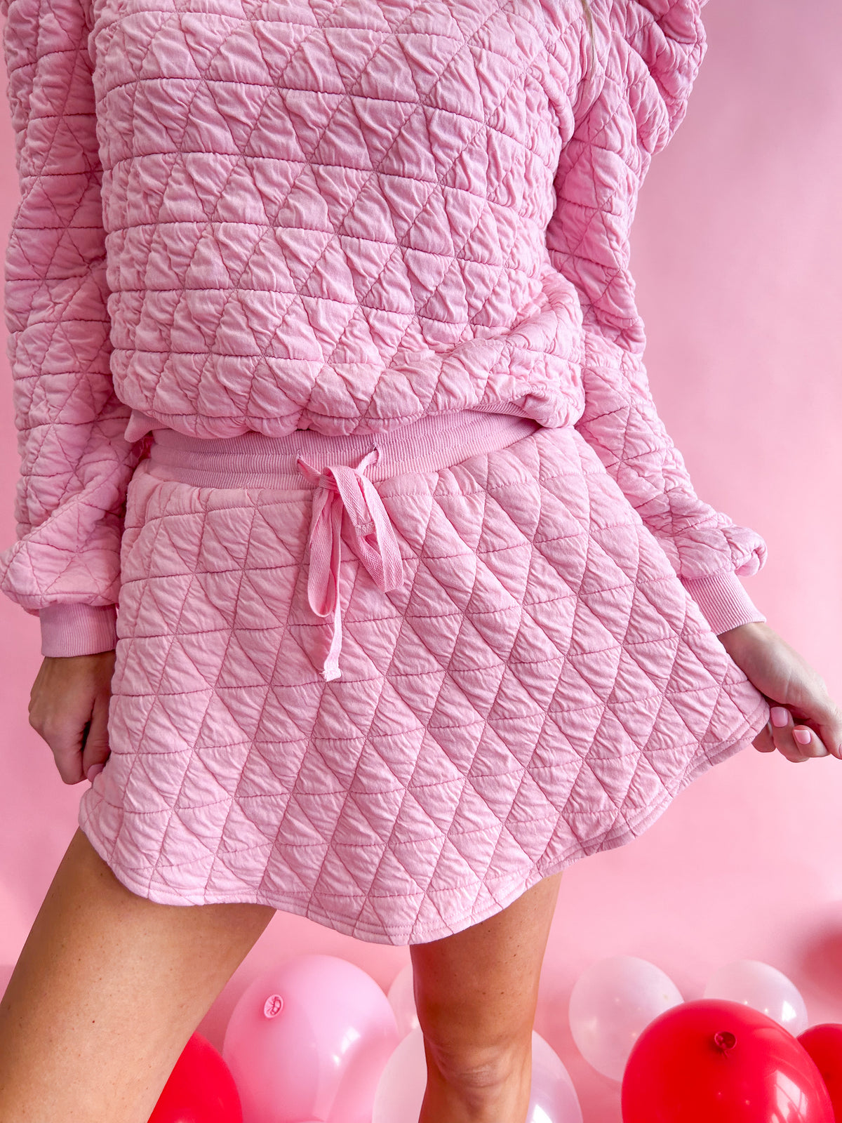 Esther Quilted Puff Sleeve Sweater and Skort Set