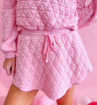 Esther Quilted Puff Sleeve Sweater and Skort Set