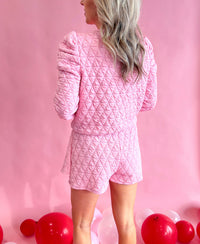 Esther Quilted Puff Sleeve Sweater and Skort Set