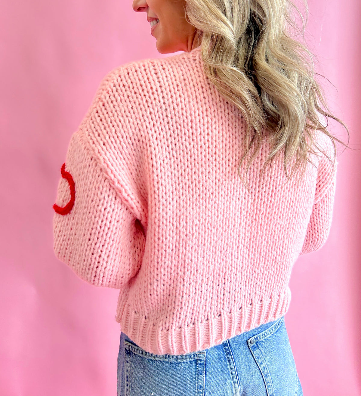 Sweetheart Puffy Heart Crochet Knit Cardigan