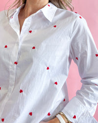 Sweetie Heart Embroidered Button Down Top