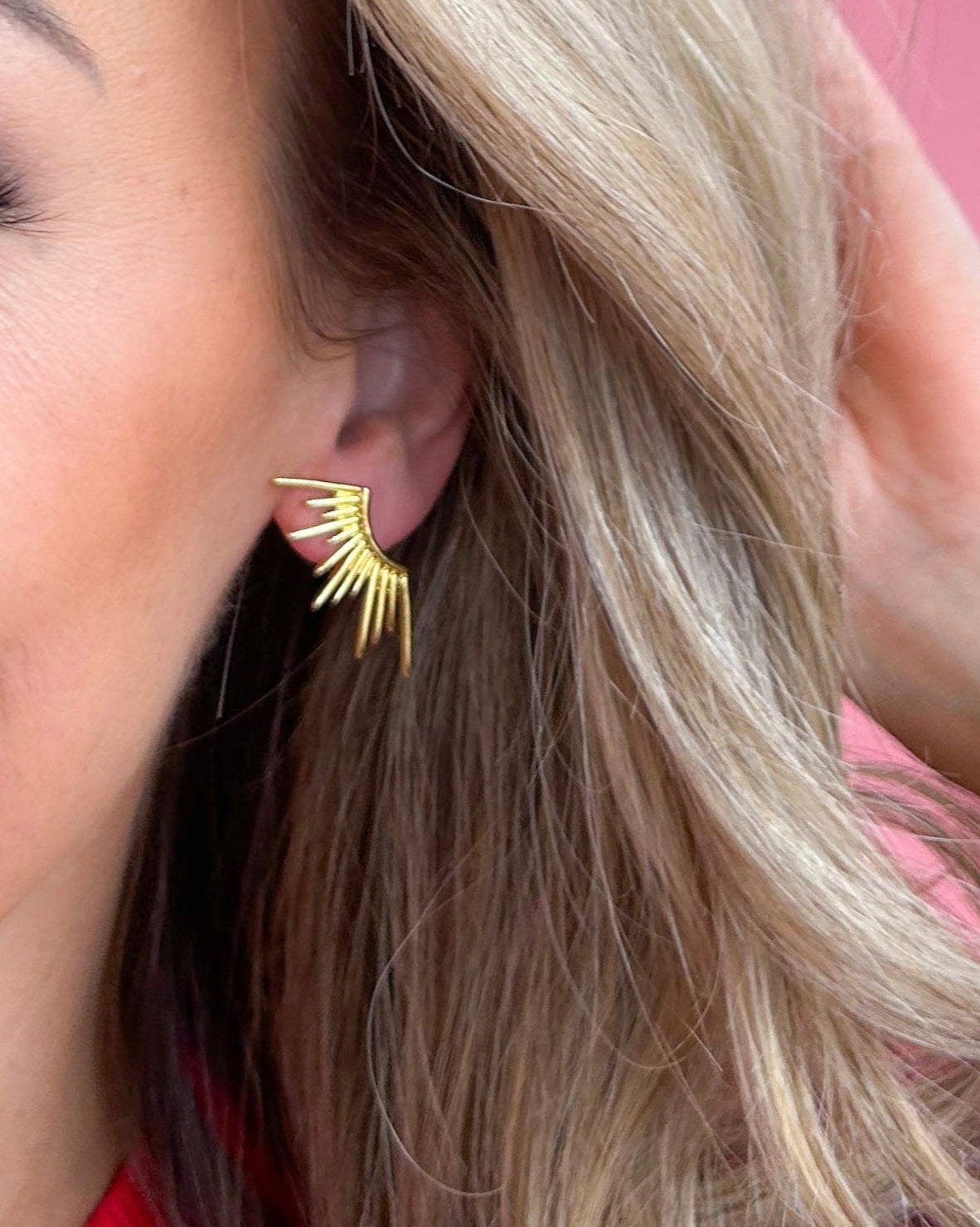 Sun Burst Gold Earrings