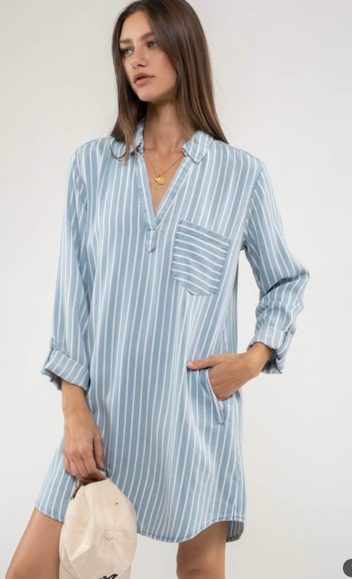 Donnelly Striped Tencel Shirt Dress