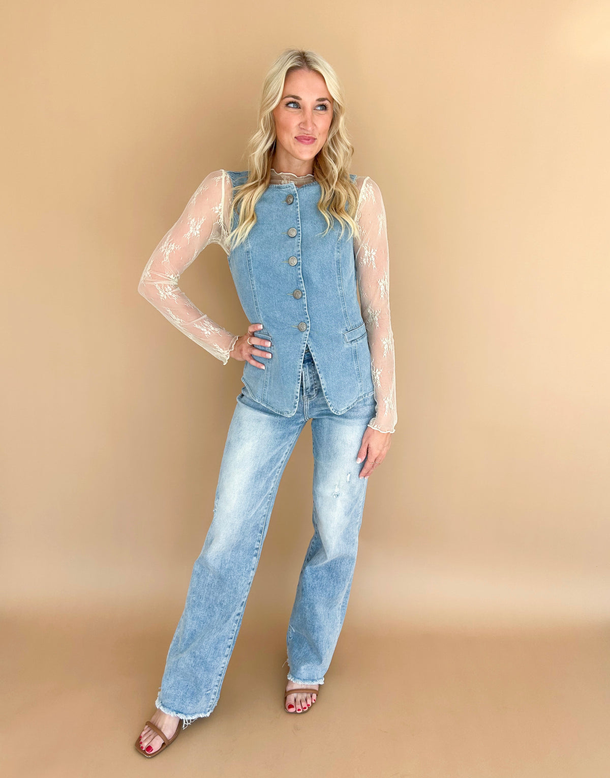 Peyton Button Down Denim Vest