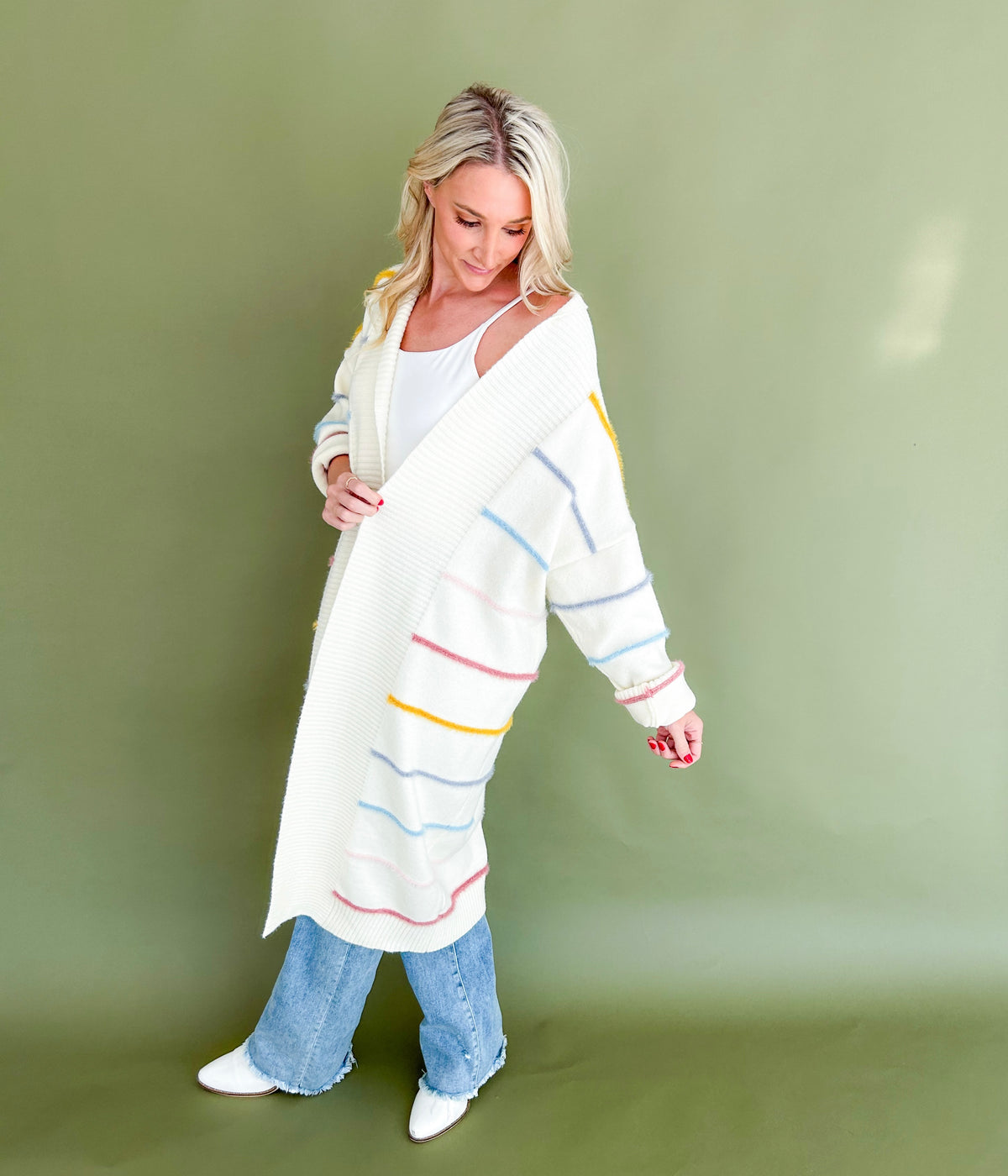 Rainbow Striped Very Oversized Cardigan