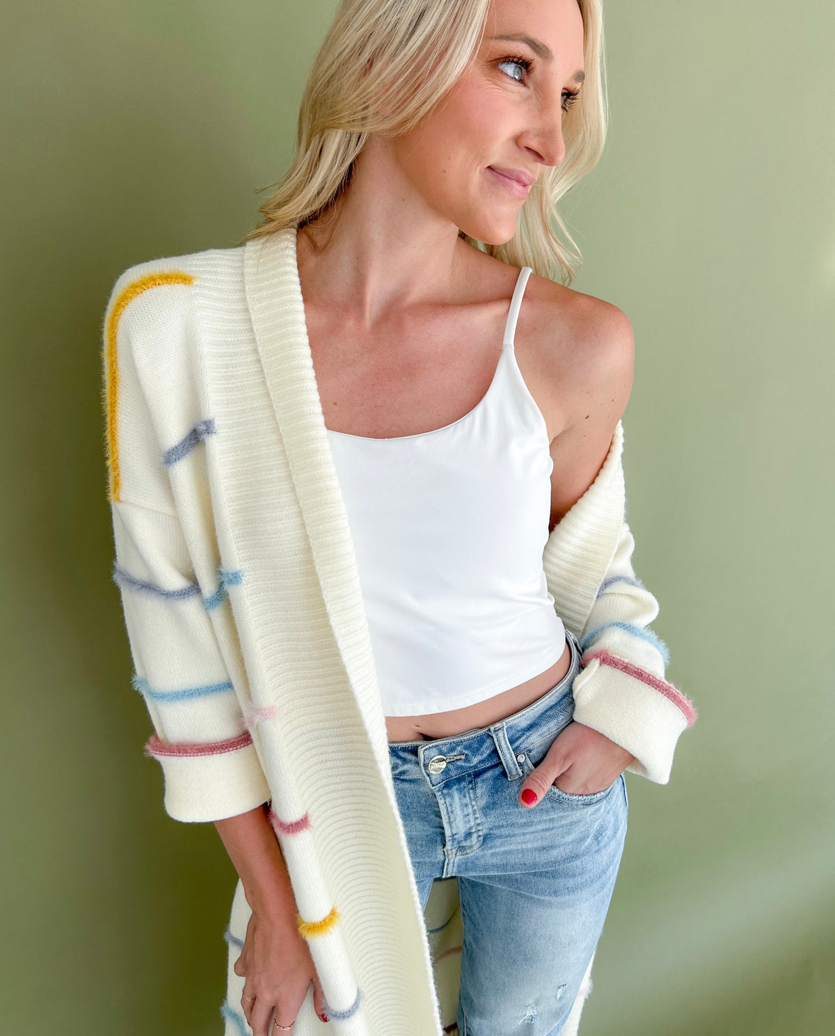 Rainbow Striped Very Oversized Cardigan