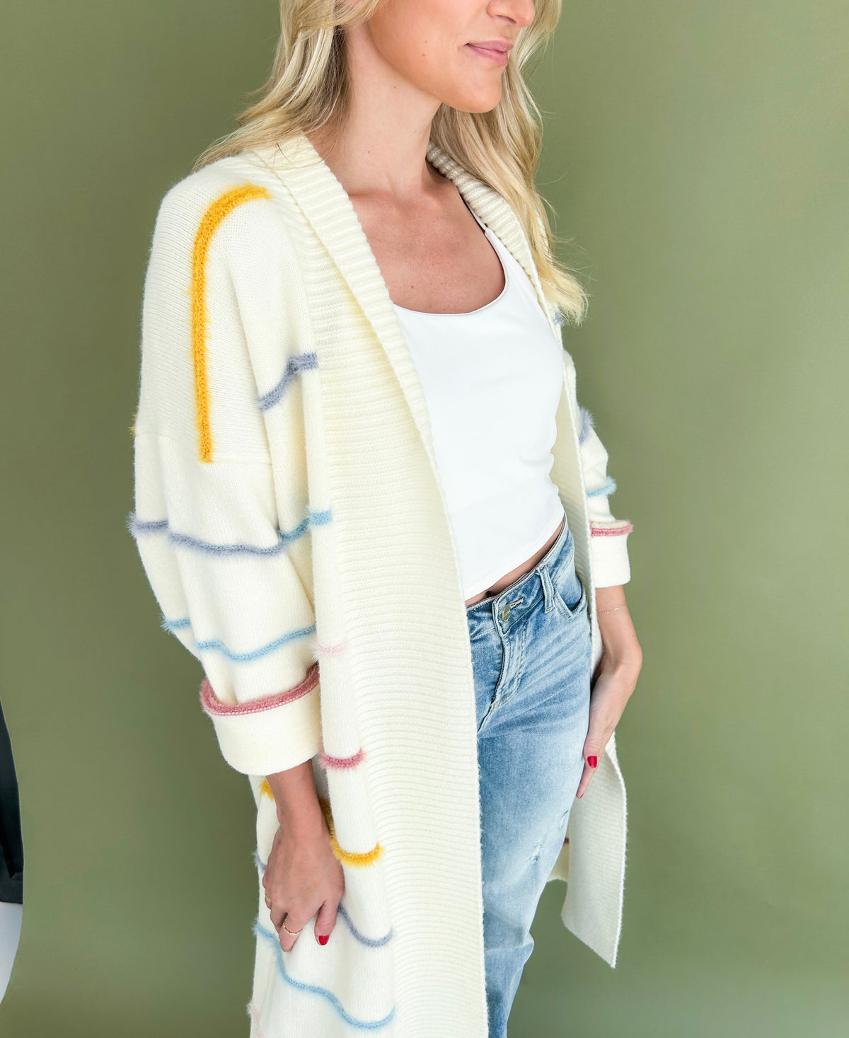 Rainbow Striped Very Oversized Cardigan