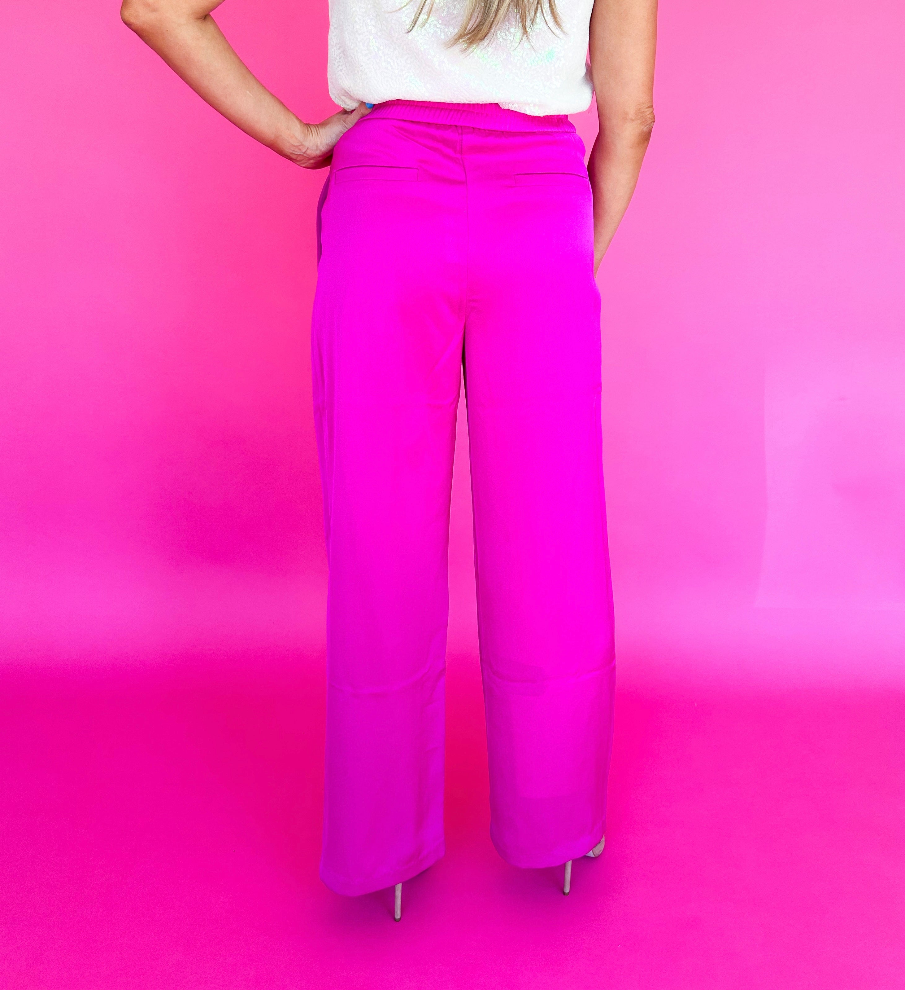My Moment Satin Elastic Waist Pants (Magenta) – Nova Lee