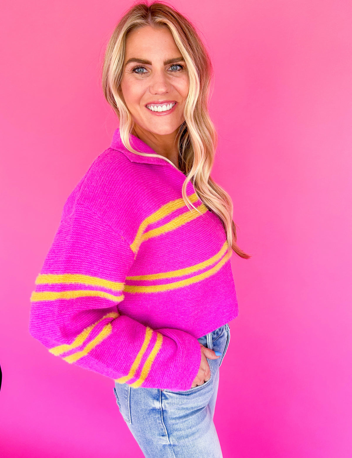 Ashtyn Striped Cropped Sweater