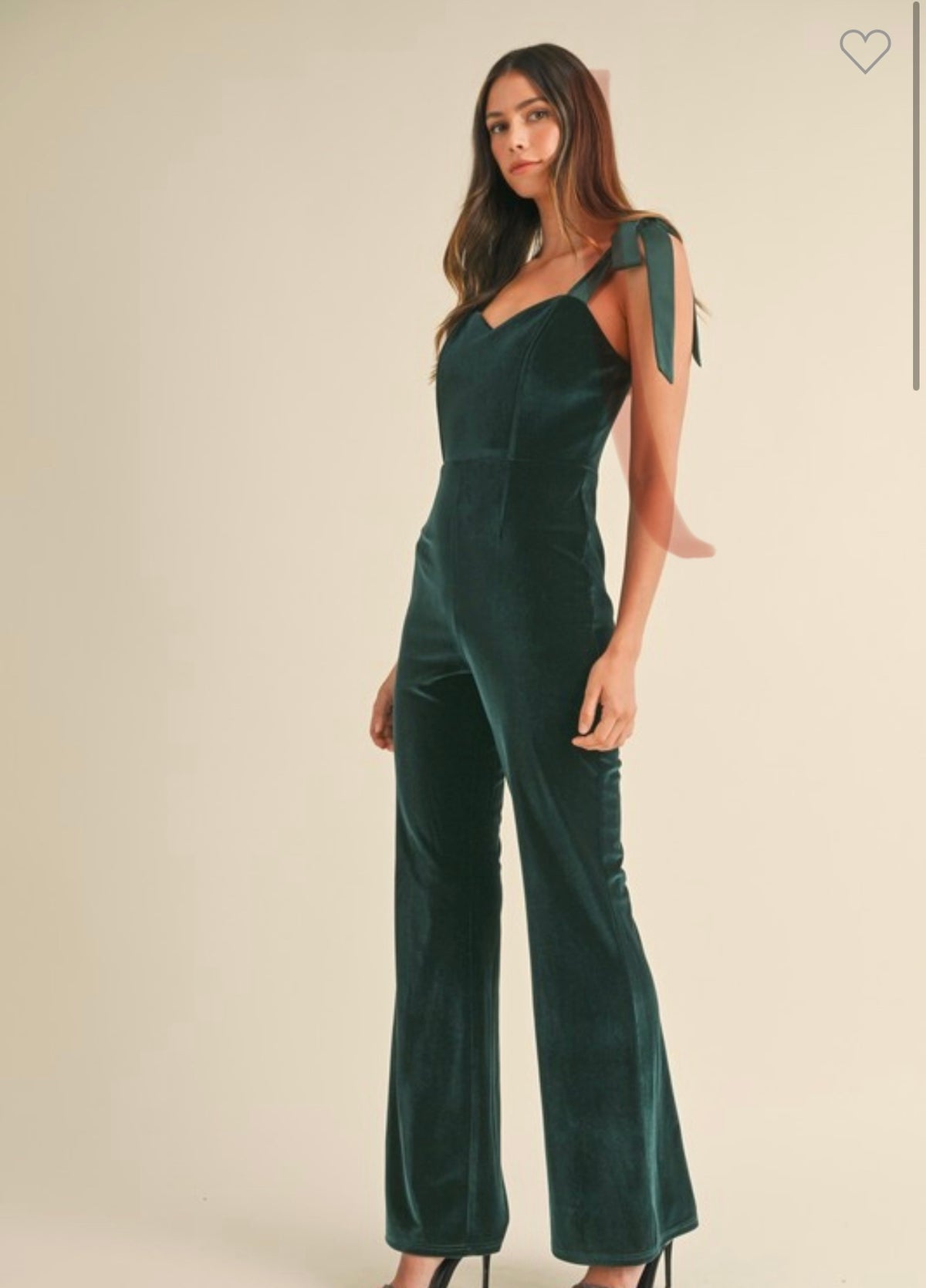 Everly Shoulder Tie Velvet Jumpsuit