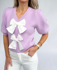 Emma Double Bow Short Sleeve Sweater