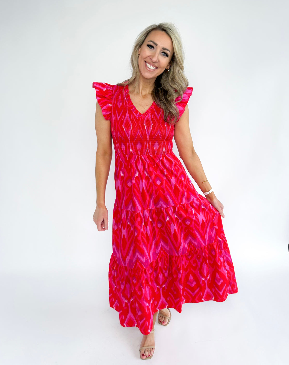 Blevin Smocked Bodice Midi Dress