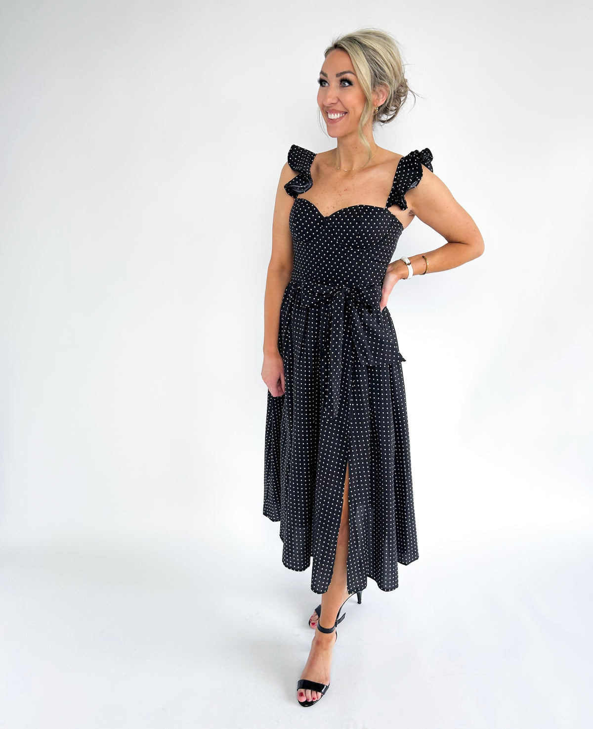 Look Again Polka Dot Midi Dress