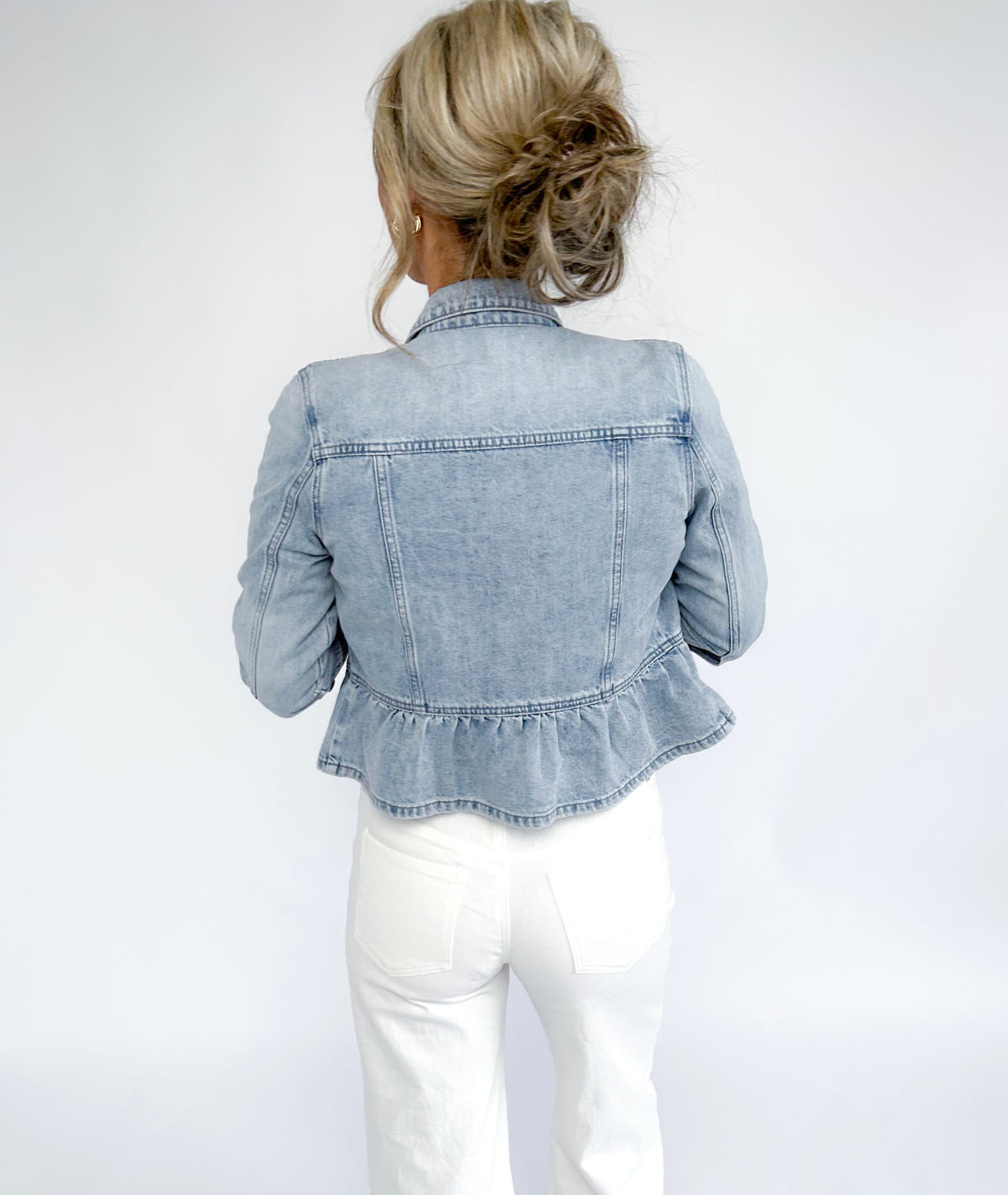 Mia Peplum Denim Jacket (KanCan)