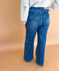 RISEN Jenn High Rise Wide Leg Double Button Stretch Denim Jeans