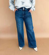 RISEN Jenn High Rise Wide Leg Double Button Stretch Denim Jeans