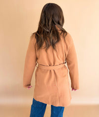 Vivi Open front Waist Tie Wrap Coat (Camel)