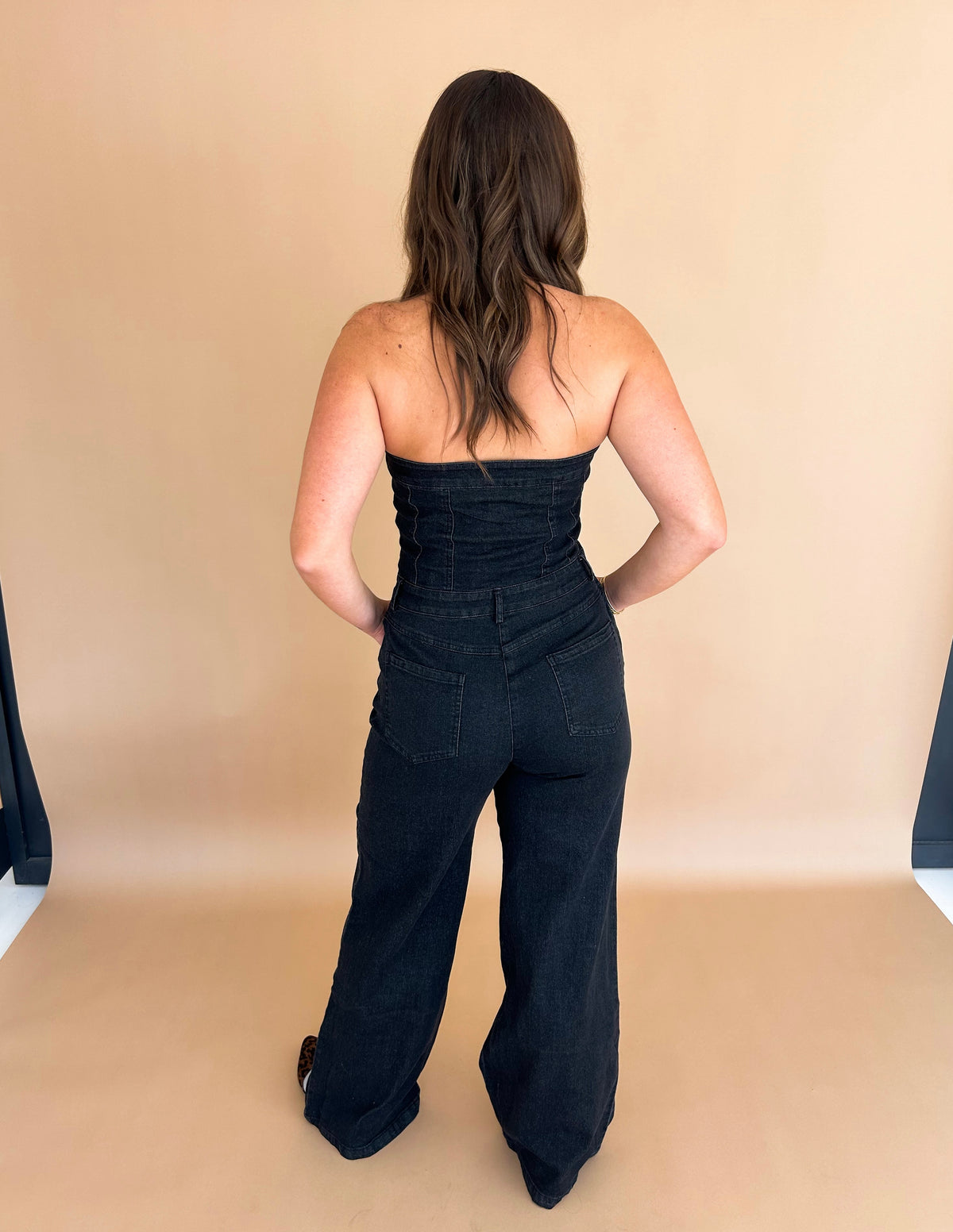 Gina Strapless Stretch Denim Jumpsuit