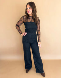 Gina Strapless Stretch Denim Jumpsuit