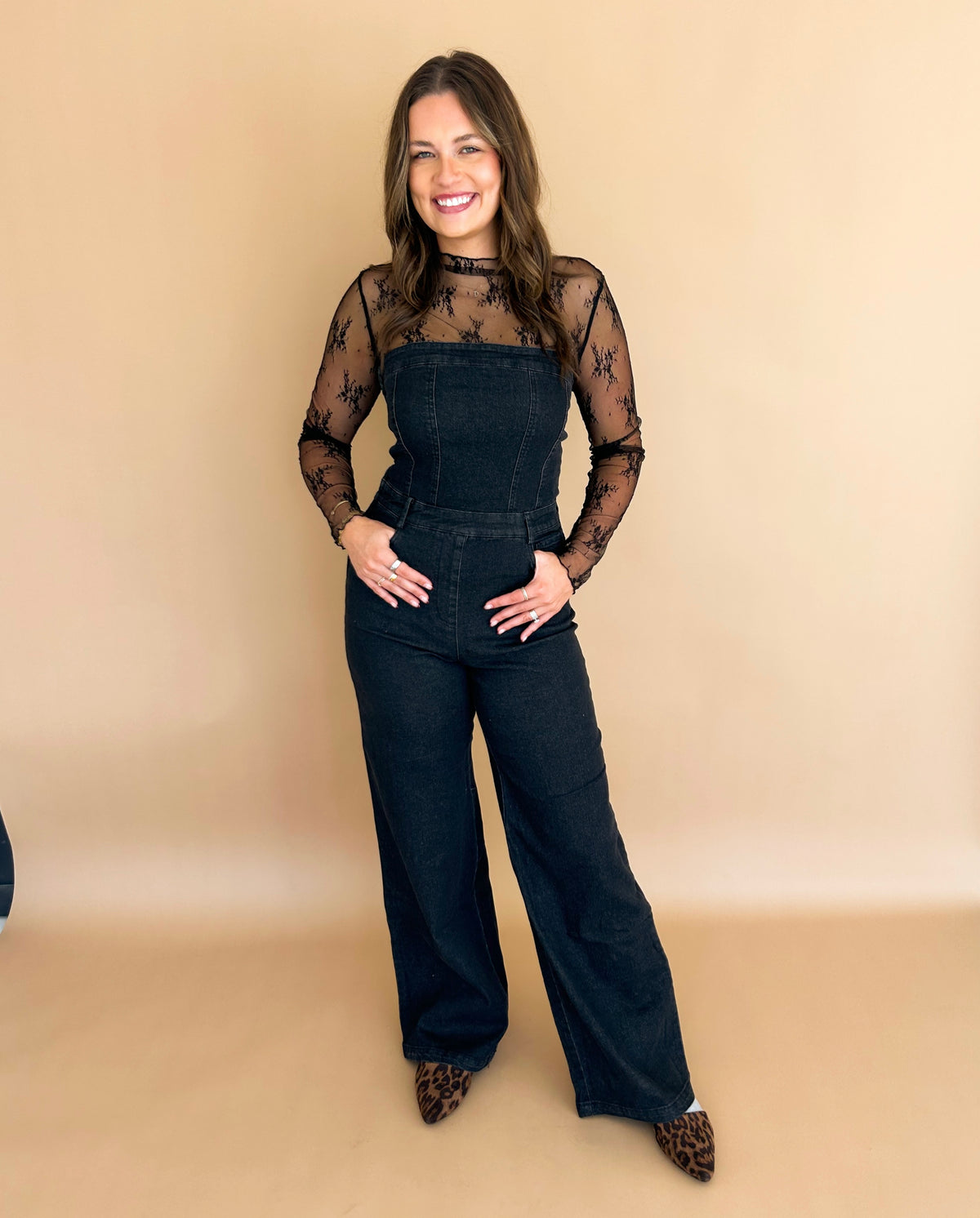 Gina Strapless Stretch Denim Jumpsuit