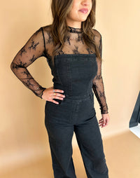 Gina Strapless Stretch Denim Jumpsuit