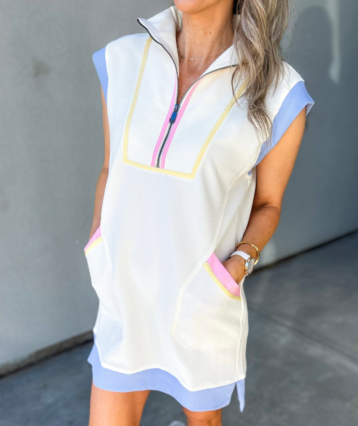 Sundae Color Block Collared Mini Dress