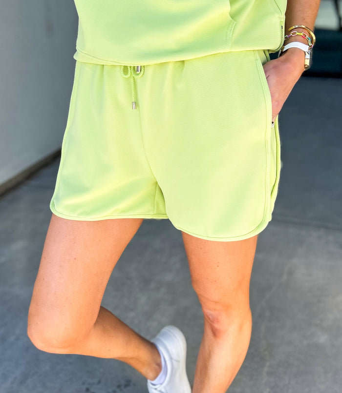 Karsyn Elastic Waist Shorts (Lime Green)