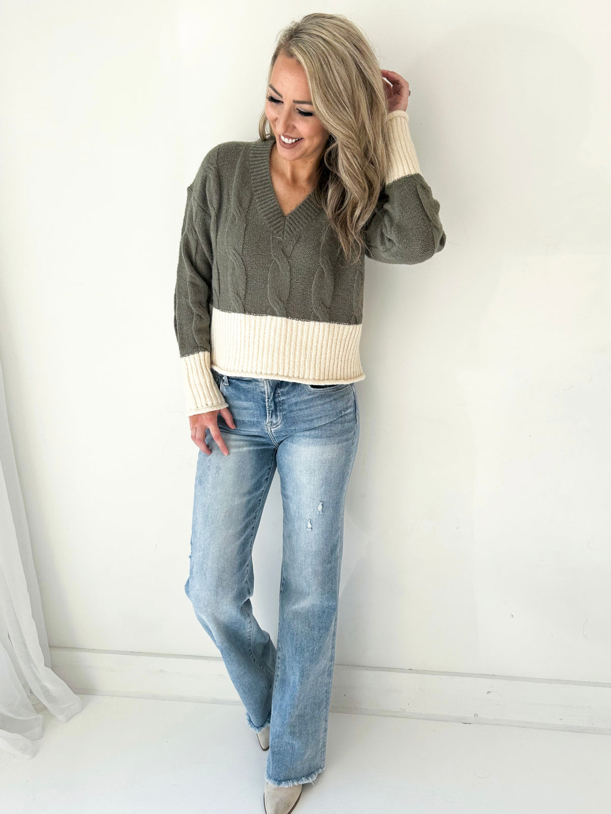 Dalton Ribbed Hem Sweater