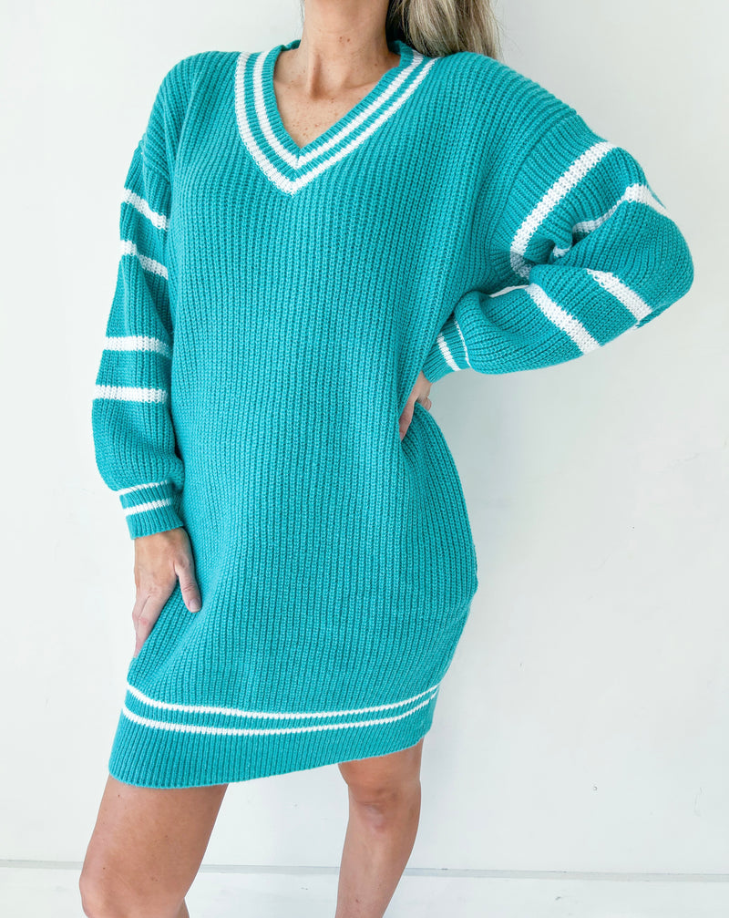 Jade Striped Sleeve Sweater Dress