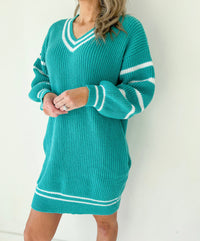 Jade Striped Sleeve Sweater Dress