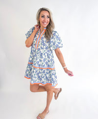Joylen Orange Trim Floral Mini Dress