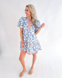 Joylen Orange Trim Floral Mini Dress