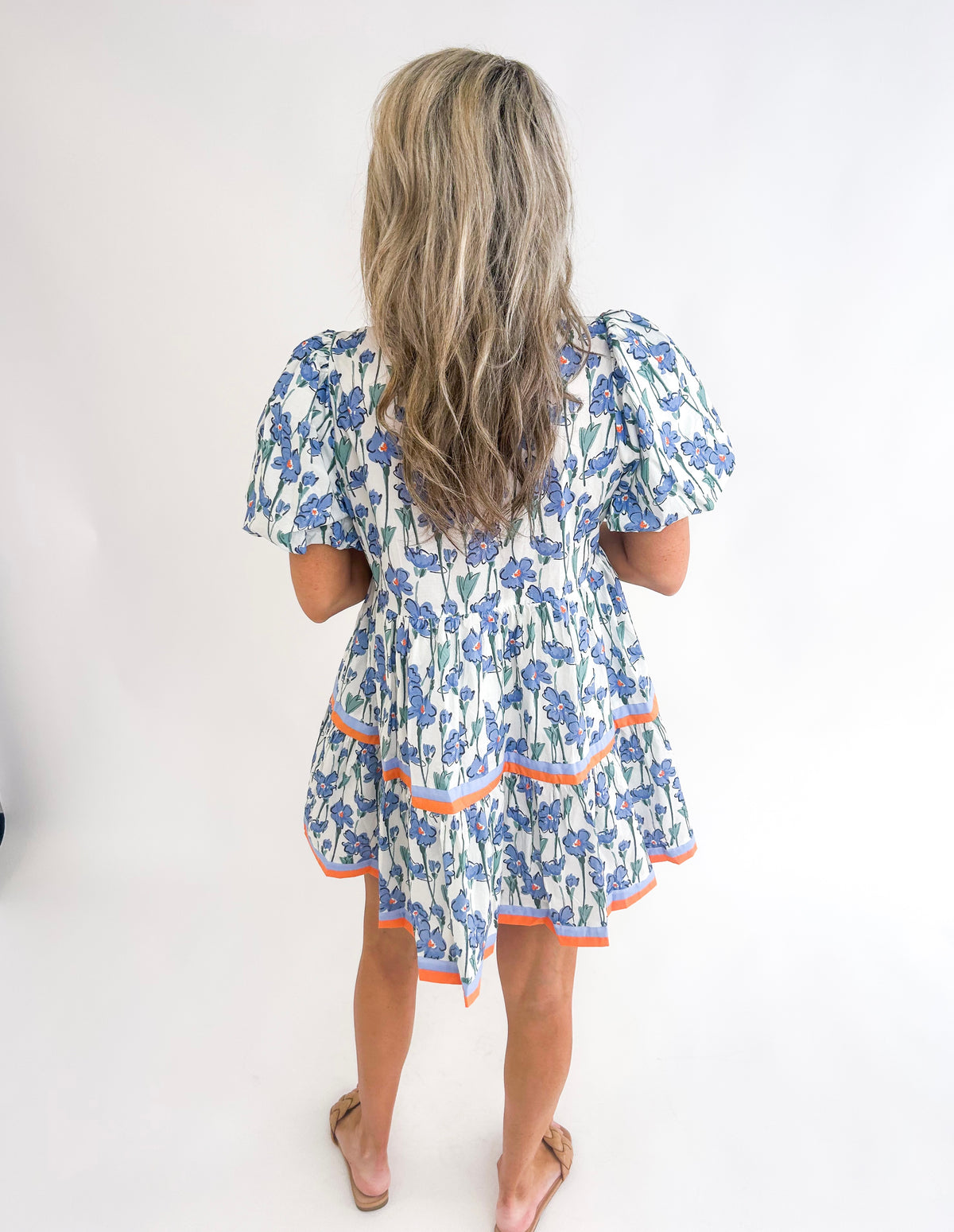 Joylen Orange Trim Floral Mini Dress