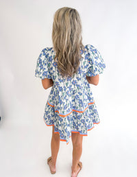 Joylen Orange Trim Floral Mini Dress