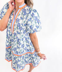 Joylen Orange Trim Floral Mini Dress