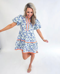 Joylen Orange Trim Floral Mini Dress
