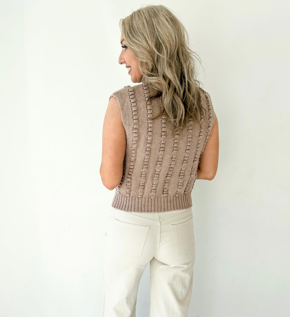 Willow Turtle Neck Textured Sleeveless Sweater