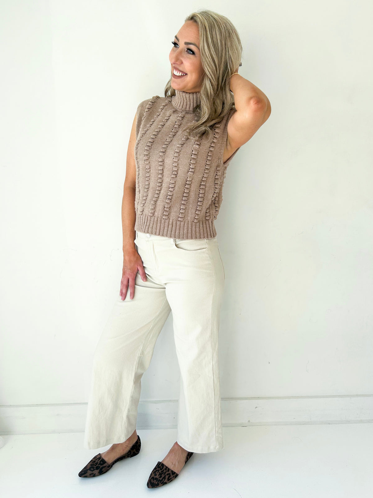 Willow Turtle Neck Textured Sleeveless Sweater