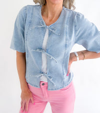 Perfect Choice Self Tie Denim Jacket Top